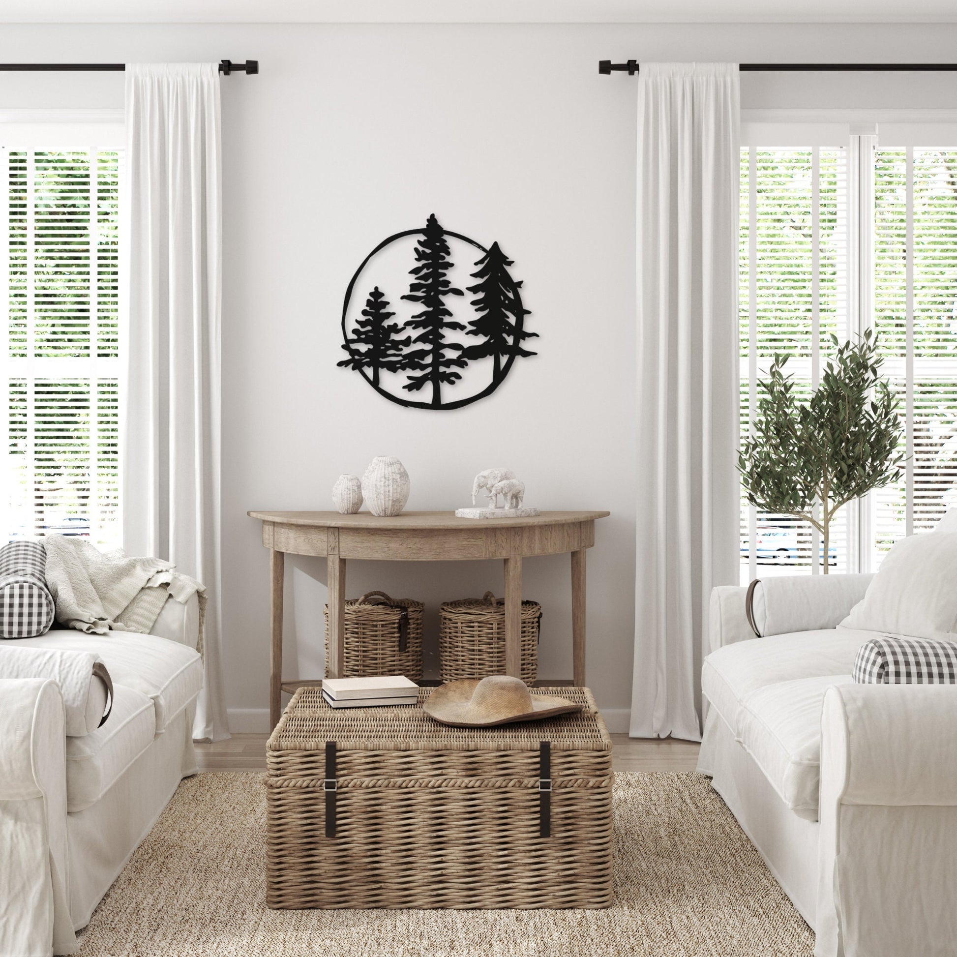 Pine Tree Metal Wall Art for Home or Cabin, Hanging Forest Wall Art to Bring Nature to Your Indoor or Outdoor Living Space