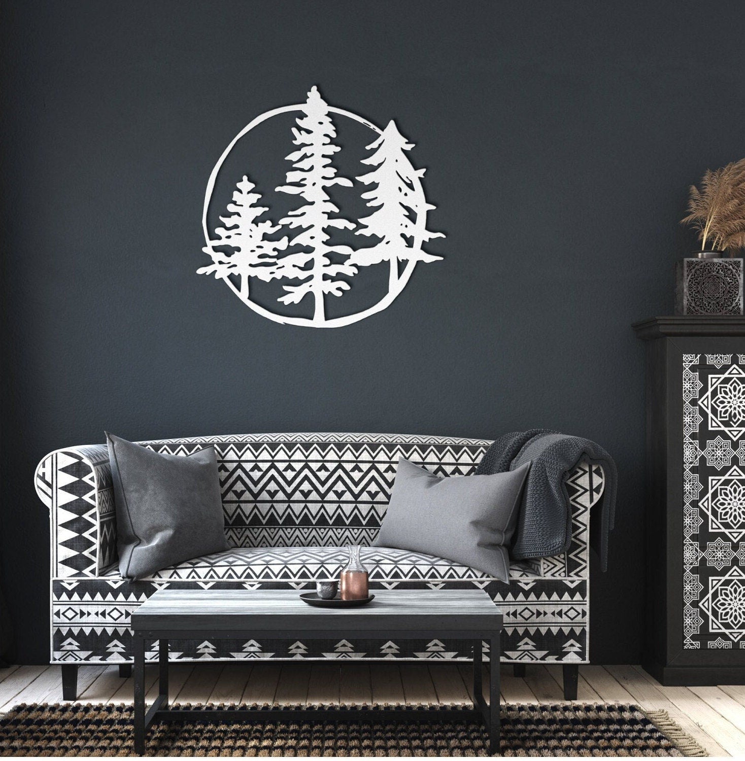 Pine Tree Metal Wall Art for Home or Cabin, Hanging Forest Wall Art to Bring Nature to Your Indoor or Outdoor Living Space