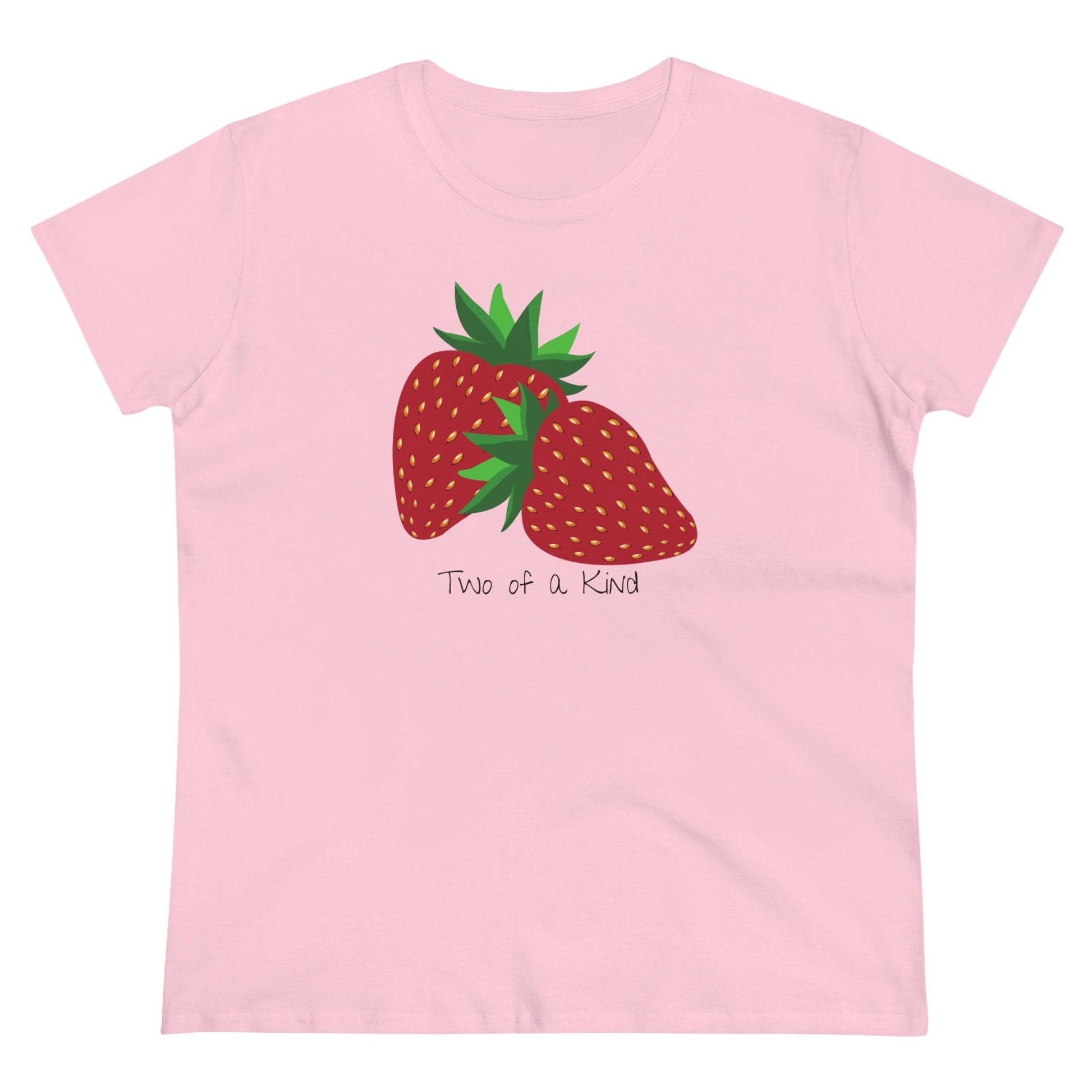 Two of a Kind Strawberry Shirt for Women, Strawberries on Crewneck Tee Shirt, Summer Garden Top, Colorful Clothing for Women