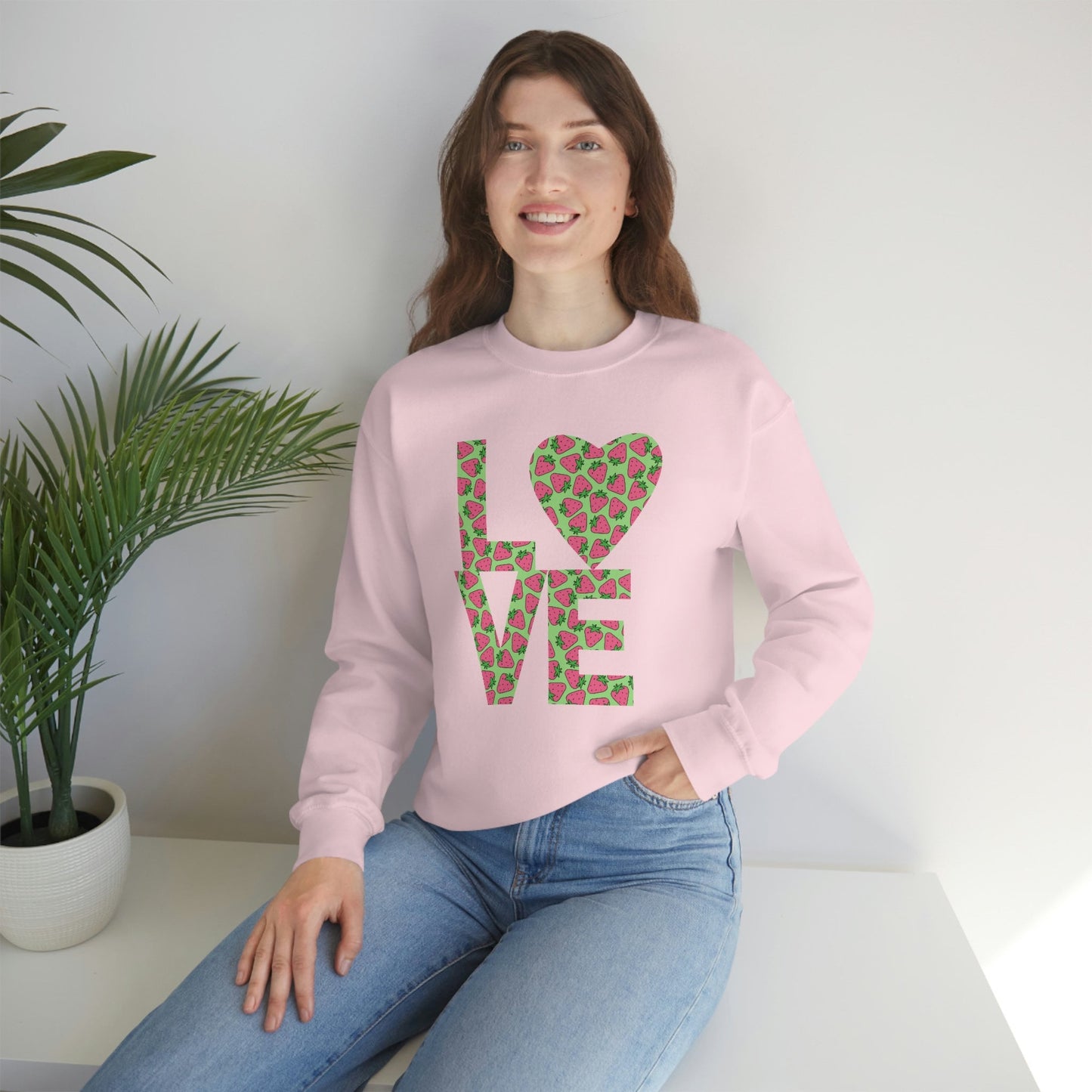 Bold Love Filled Strawberry Sweatshirt for Women, Colorful Strawberries on Crew Neck Tee Sweater, Summer Garden Pullover a Gift for Her