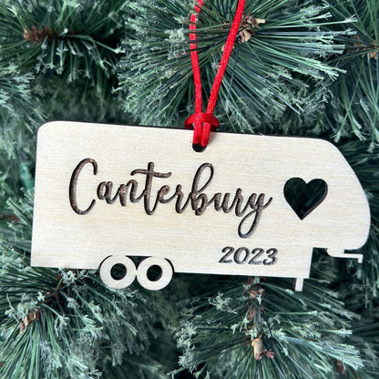 Personalized 5th Wheel Camper Ornament, Custom Camping Ornament, RV Fifth Wheel Camper Christmas Ornament, Unique Outdoor Enthusiast Gift