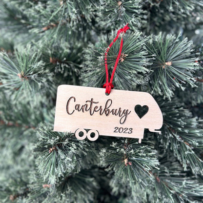 Personalized 5th Wheel Camper Ornament, Custom Camping Ornament, RV Fifth Wheel Camper Christmas Ornament, Unique Outdoor Enthusiast Gift