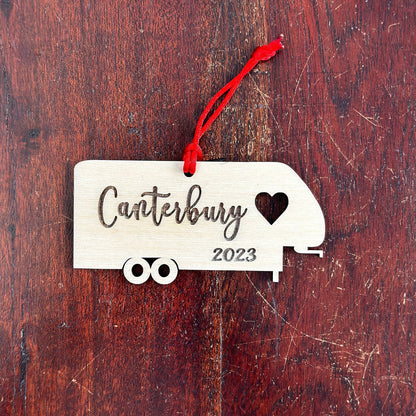 Personalized 5th Wheel Camper Ornament, Custom Camping Ornament, RV Fifth Wheel Camper Christmas Ornament, Unique Outdoor Enthusiast Gift