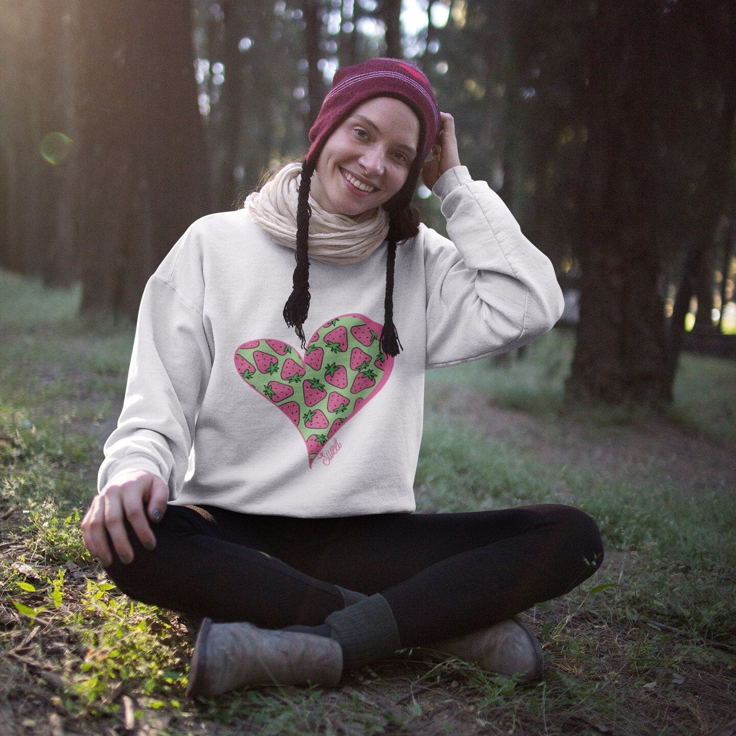 Vibrant Strawberry Sweatshirt for Women, Colorful Strawberries on Crew Neck Tee Sweater, Summer Garden Pullover a Unique gift for Her