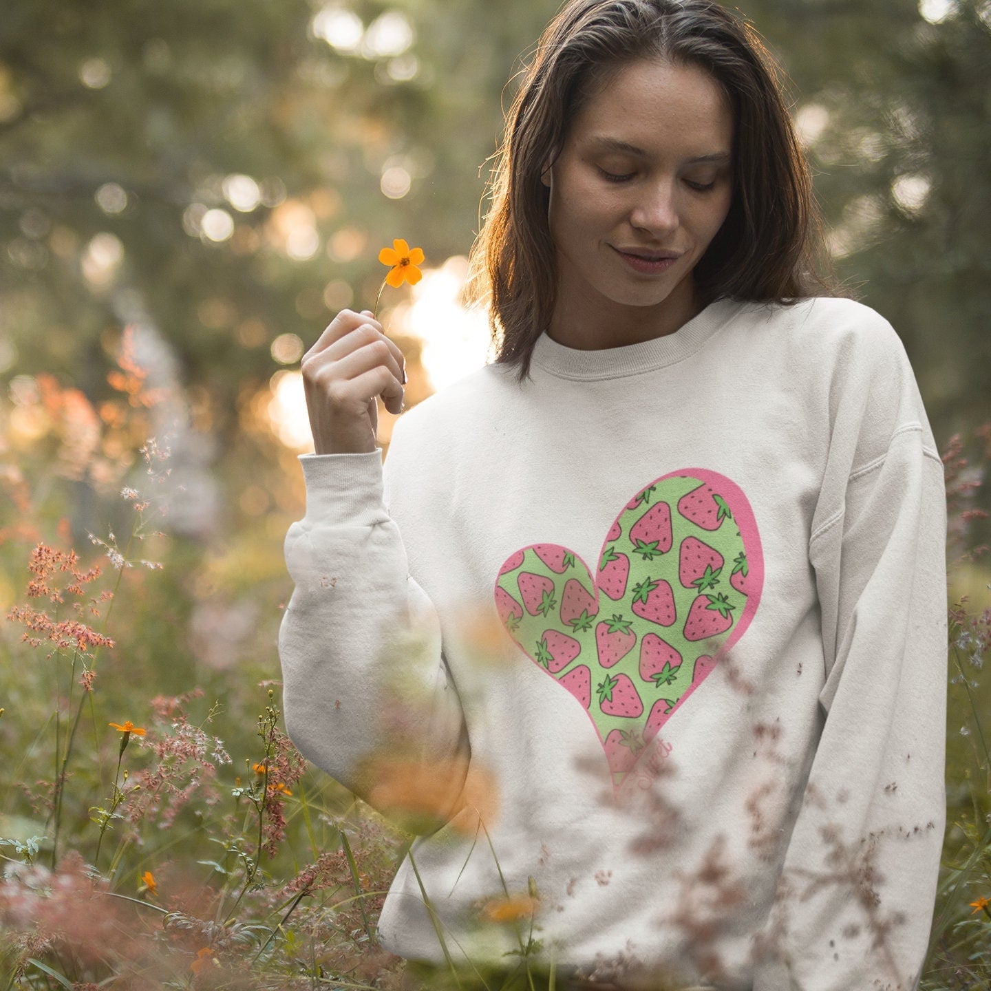 Vibrant Strawberry Sweatshirt for Women, Colorful Strawberries on Crew Neck Tee Sweater, Summer Garden Pullover a Unique gift for Her