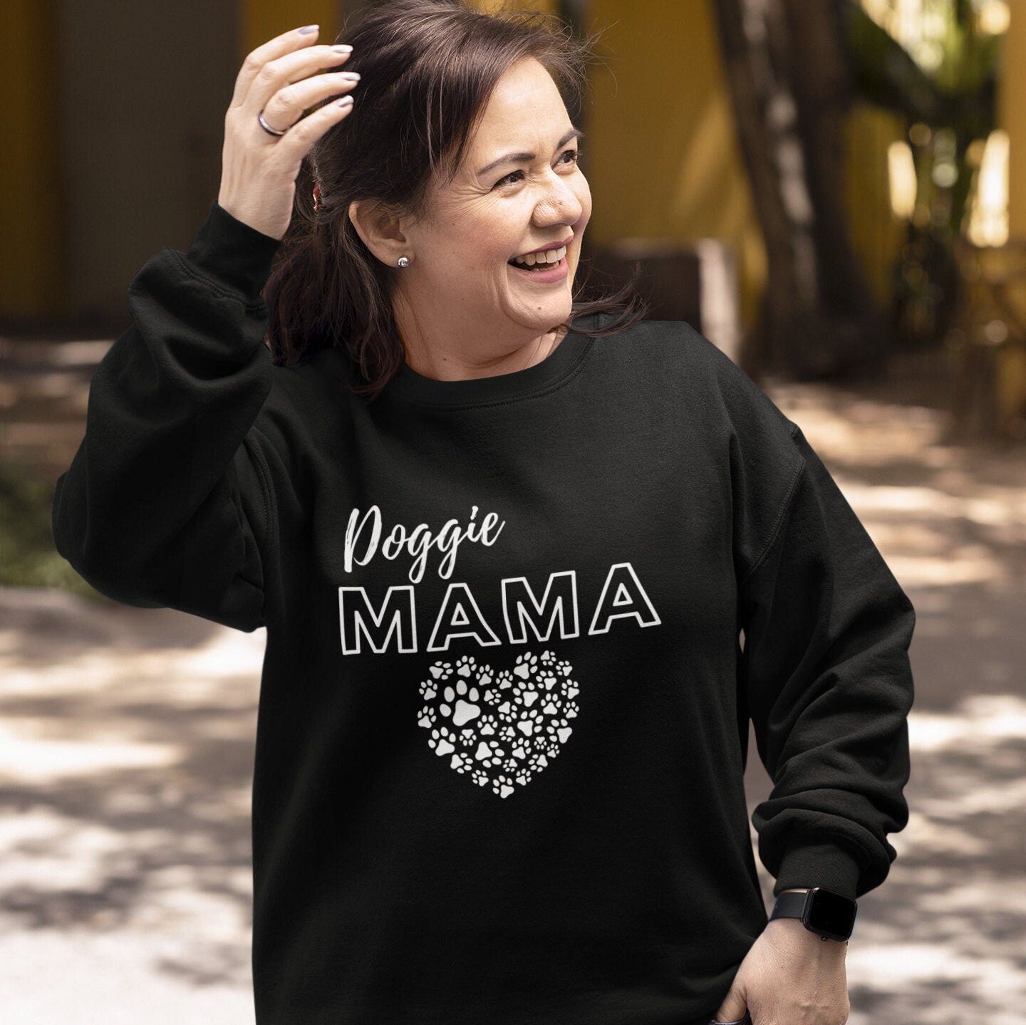 Cozy Doggie Mama Sweatshirt a Perfect Gift for Dog Moms! Dog Mom Crewneck Sweater, Paw Print Gift for Dog Mom