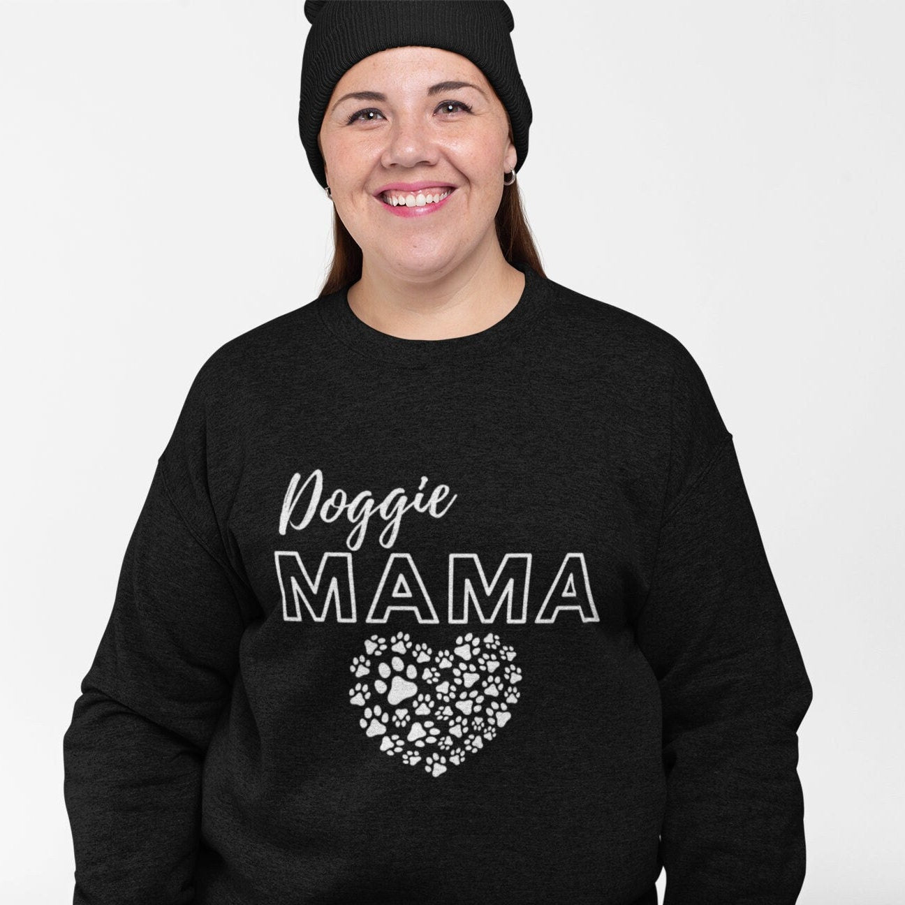 Cozy Doggie Mama Sweatshirt a Perfect Gift for Dog Moms! Dog Mom Crewneck Sweater, Paw Print Gift for Dog Mom