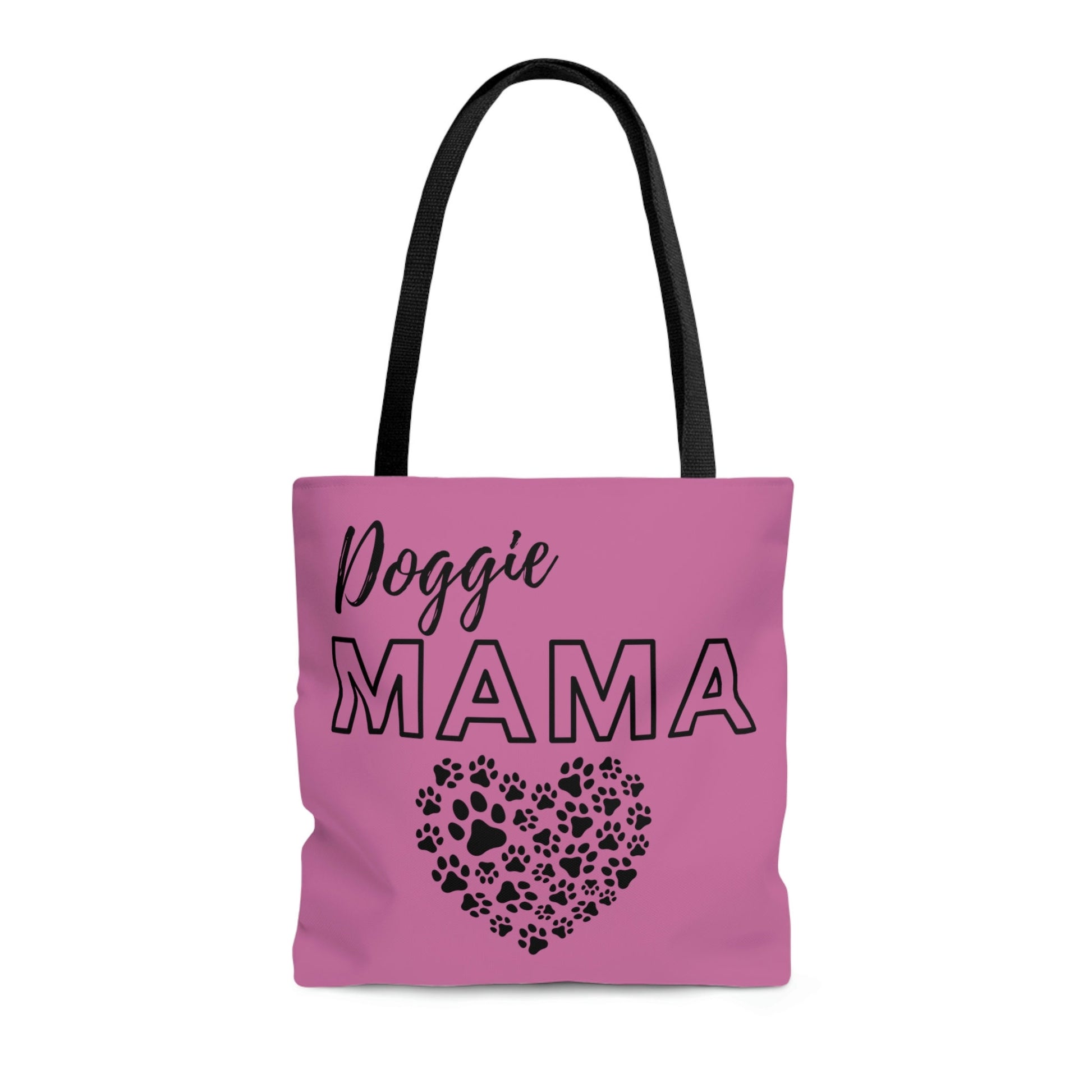 Pink Doggie Mama Tote Bag - Cute and Fashionable Dog Mom Reusable Grocery Shopping and School Bag, Perfect gift for Moms, Dads, Pet Owners