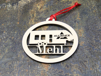 Personalized Alliance 5th Wheel Camper Ornament, Custom Camping Ornament,Round RV Fifth Wheel Camper Christmas Ornament, Unique Outdoor Gift