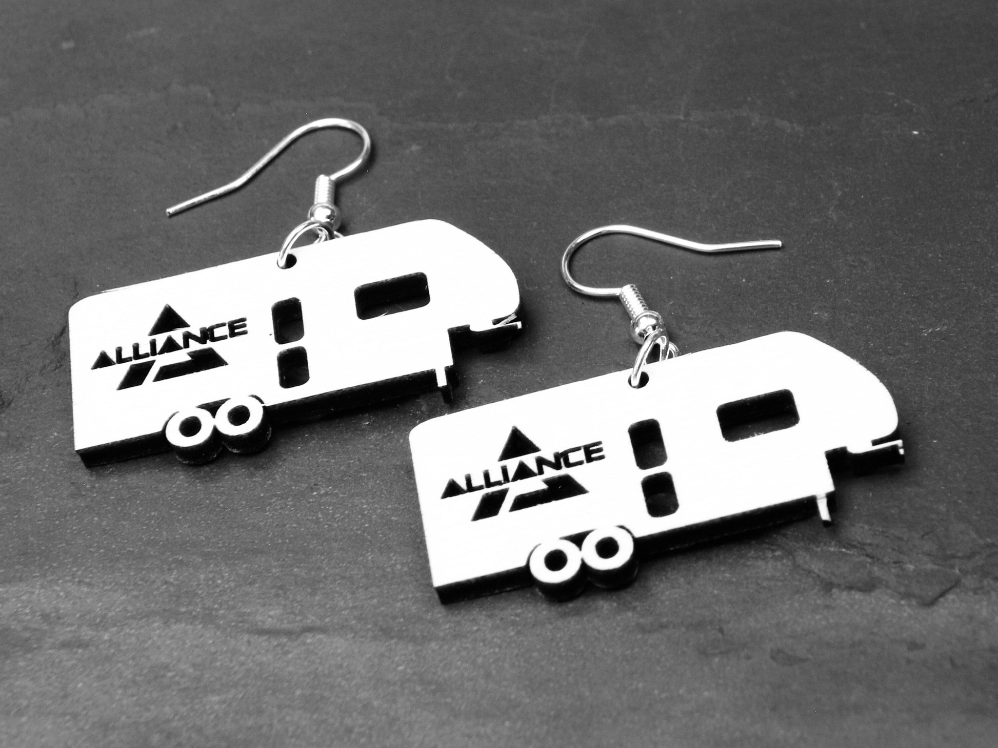 Handmade Birchwood Alliance 5th Wheel Earrings – RV Camping Jewelry
