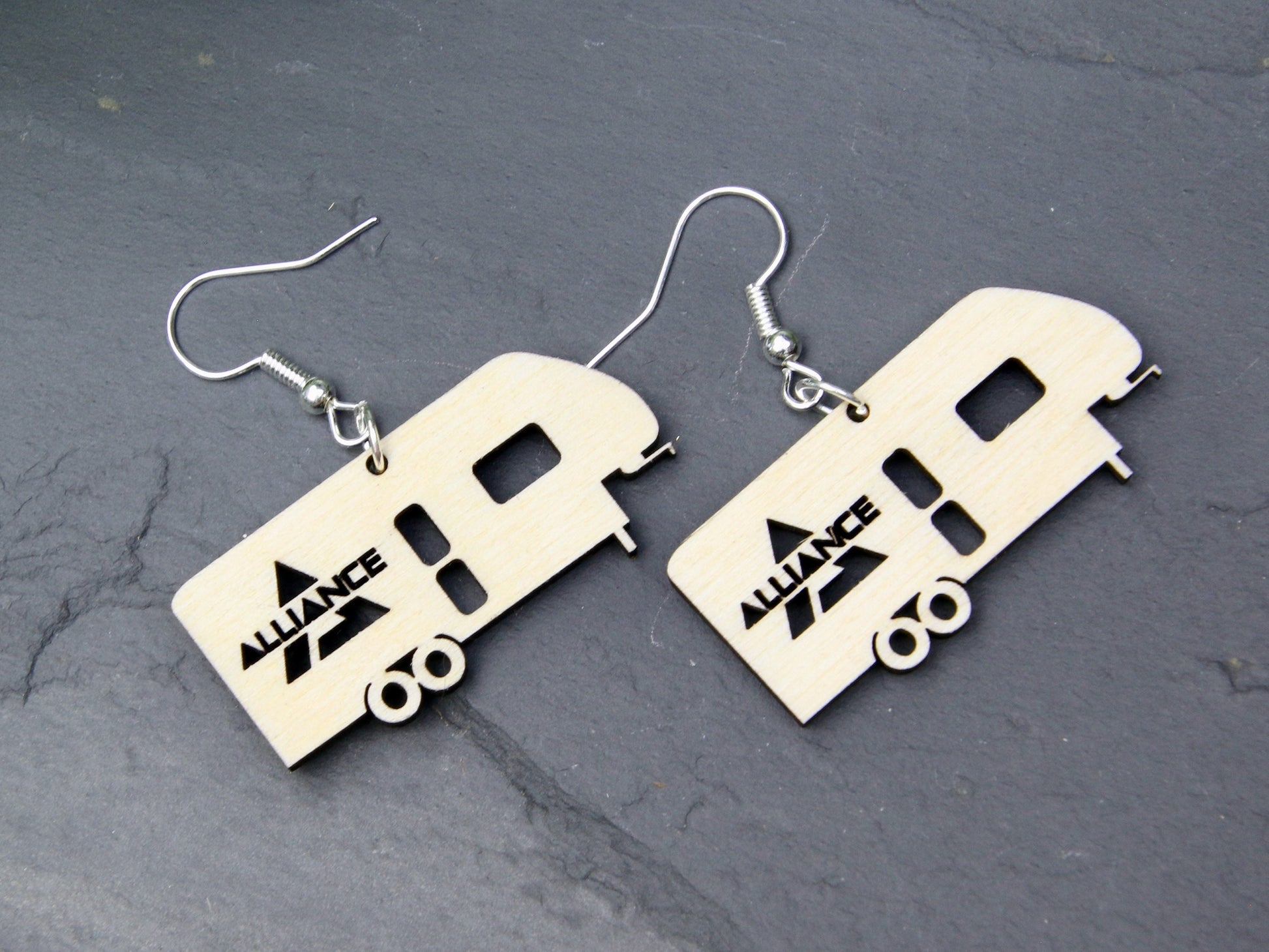 Handmade Birchwood Alliance 5th Wheel Earrings – RV Camping Jewelry