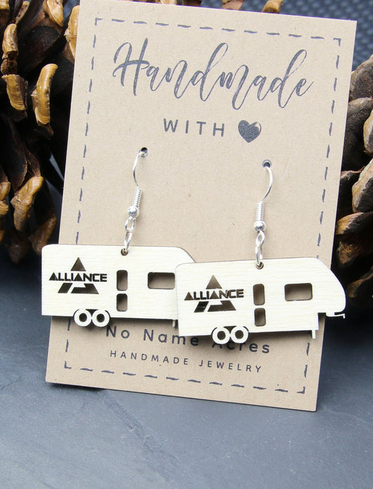 Handmade Birchwood Alliance 5th Wheel Earrings – RV Camping Jewelry