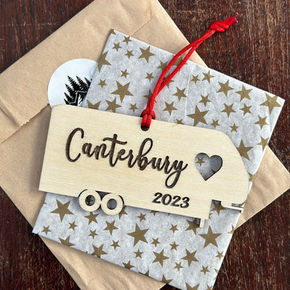 Personalized 5th Wheel Camper Ornament, Custom Camping Ornament, RV Fifth Wheel Camper Christmas Ornament, Unique Outdoor Enthusiast Gift