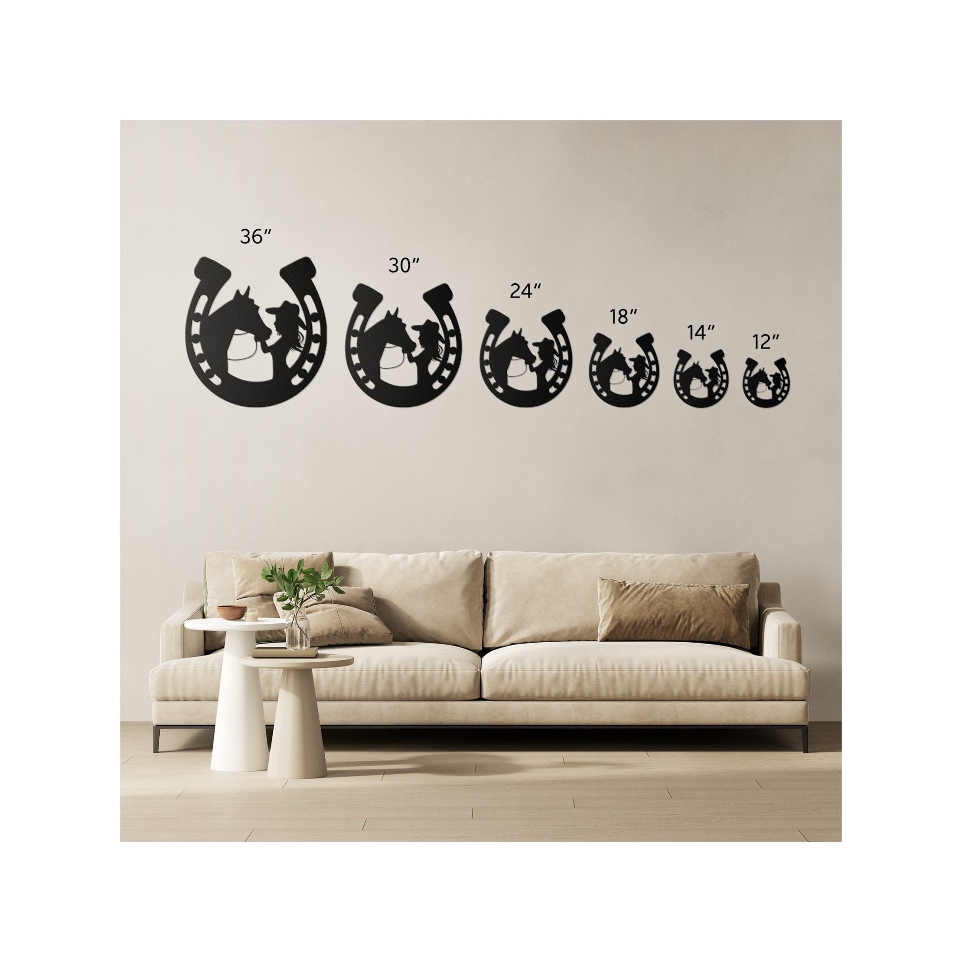 Equestrian Metal Wall Art – Horse & Girl Horseshoe Design