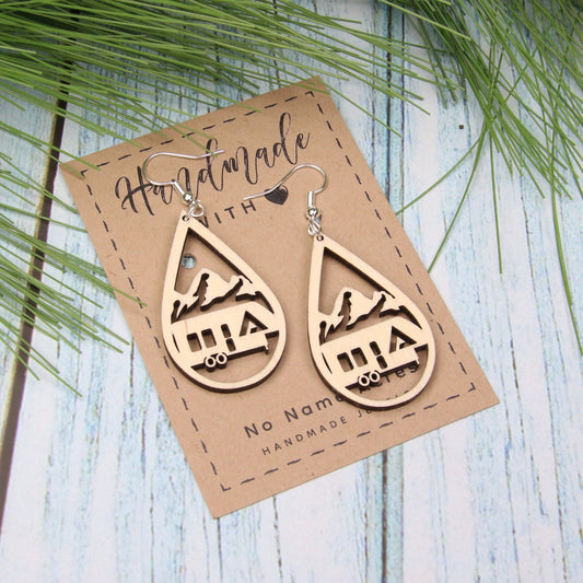 Birchwood Mountain Camping Earrings, Fifth Wheel RV Glamping Gift