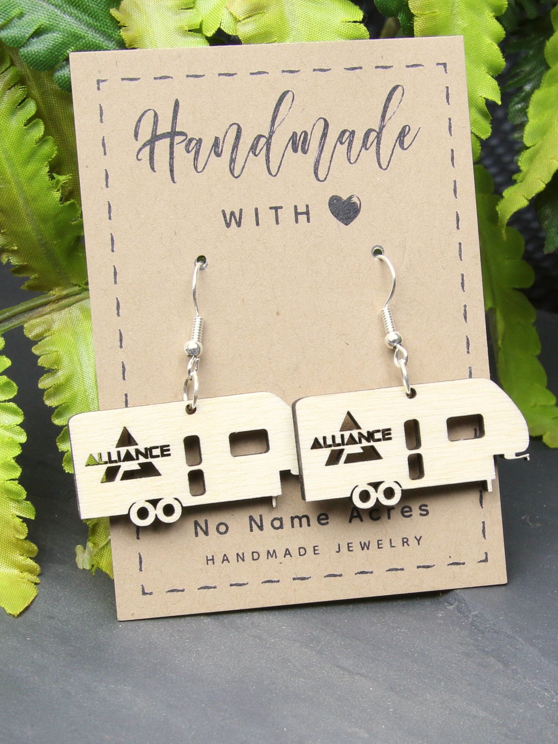 Handmade Birchwood Alliance 5th Wheel Earrings – RV Camping Jewelry