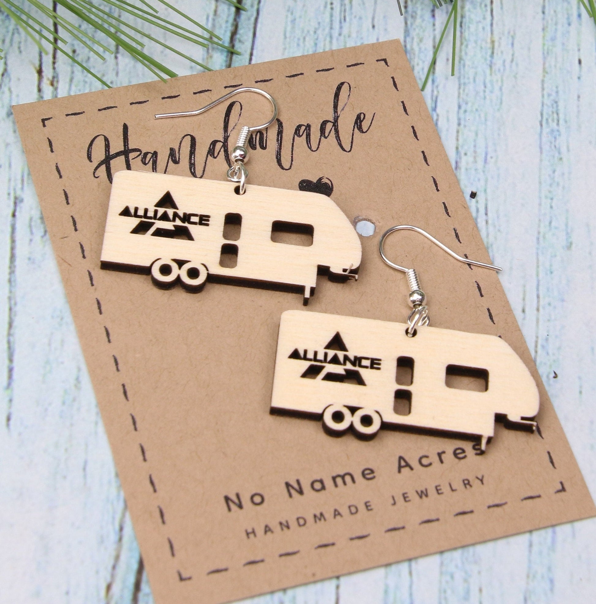 Handmade Birchwood Alliance 5th Wheel Earrings – RV Camping Jewelry