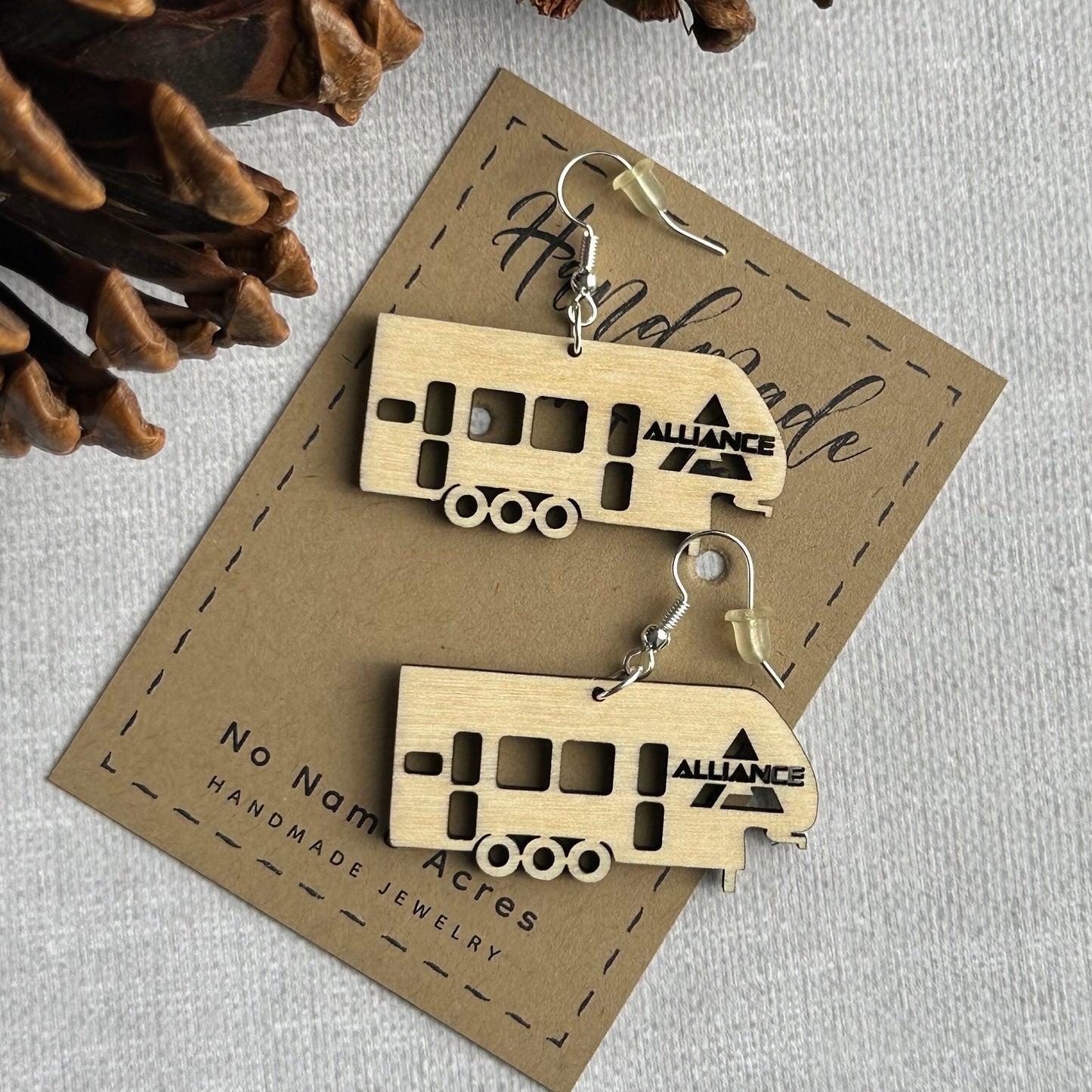 Birchwood Alliance RV Earrings – Three Axle Camper, Happy Glamper Gift