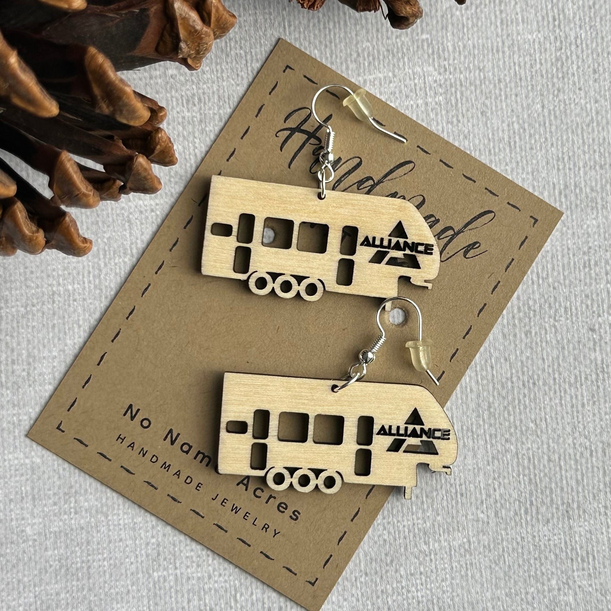 Birchwood Alliance RV Earrings – Three Axle Camper, Happy Glamper Gift