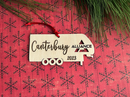 Personalized Alliance RV Camper Ornament, Custom Fifth Wheel Christmas Ornament