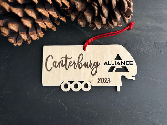 Personalized Alliance RV Camper Ornament, Custom Fifth Wheel Christmas Ornament