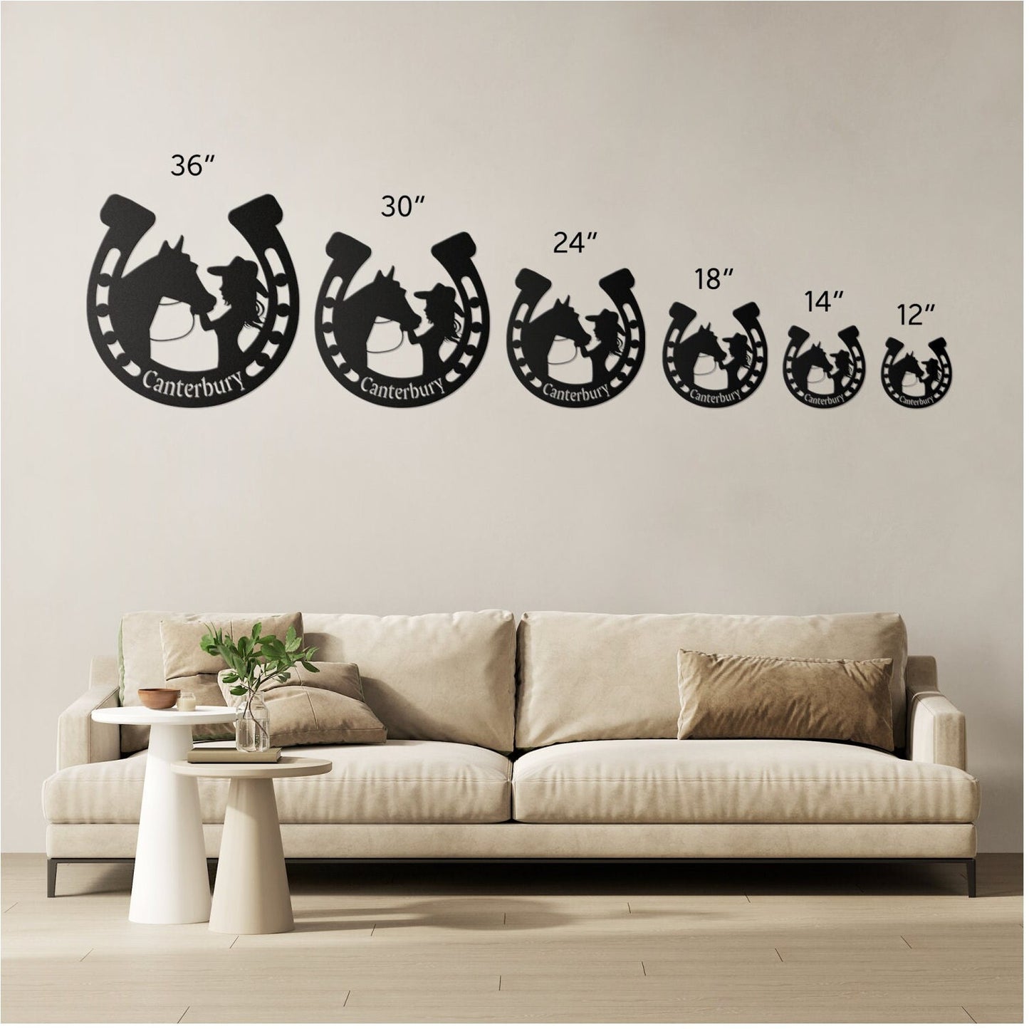 Custom Equestrian Metal Wall Art - Girl and Horse Horseshoe Decor