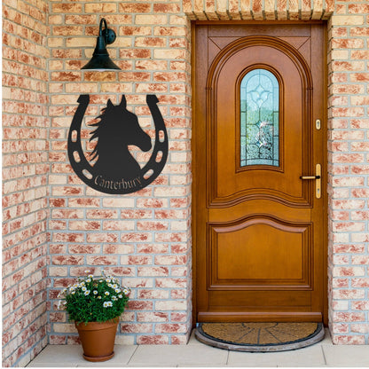 Custom Horse Metal Wall Art – Equestrian Horseshoe Decor