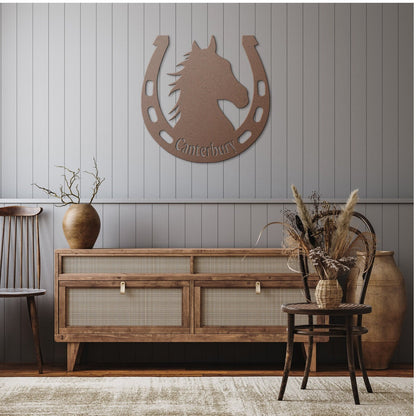 Custom Horse Metal Wall Art – Equestrian Horseshoe Decor