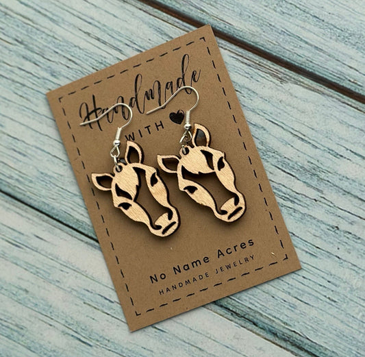 Birchwood Horse Dangle Earrings, Equestrian Jewelry Gift