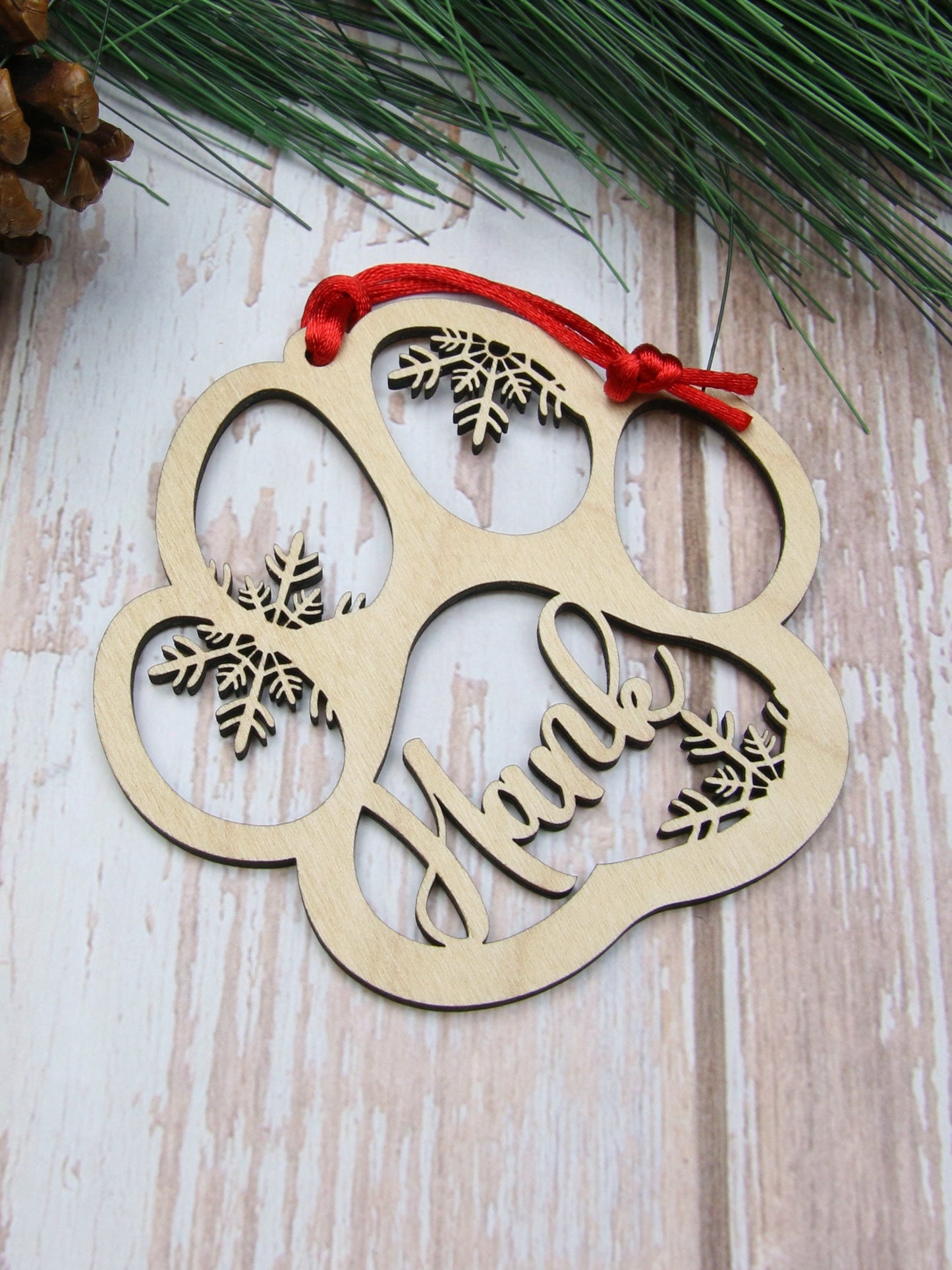 Personalized Paw Print Christmas Ornament, Pet Memorial Keepsake
