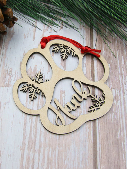Personalized Paw Print Christmas Ornament, Pet Memorial Keepsake