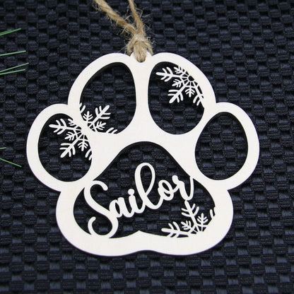 Personalized Paw Print Christmas Ornament, Pet Memorial Keepsake
