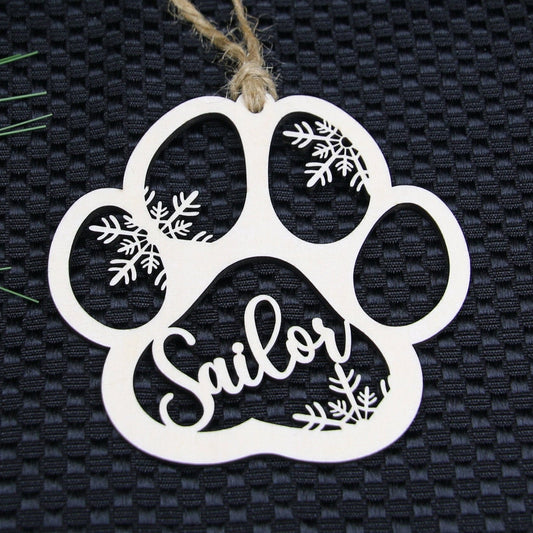 Personalized Paw Print Christmas Ornament, Pet Memorial Keepsake
