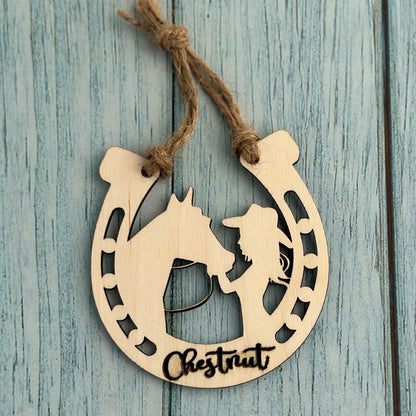 Personalized Girl with Her Horse Ornament, Custom Equestrian Gift, Gift for Her, Memorial Ornament