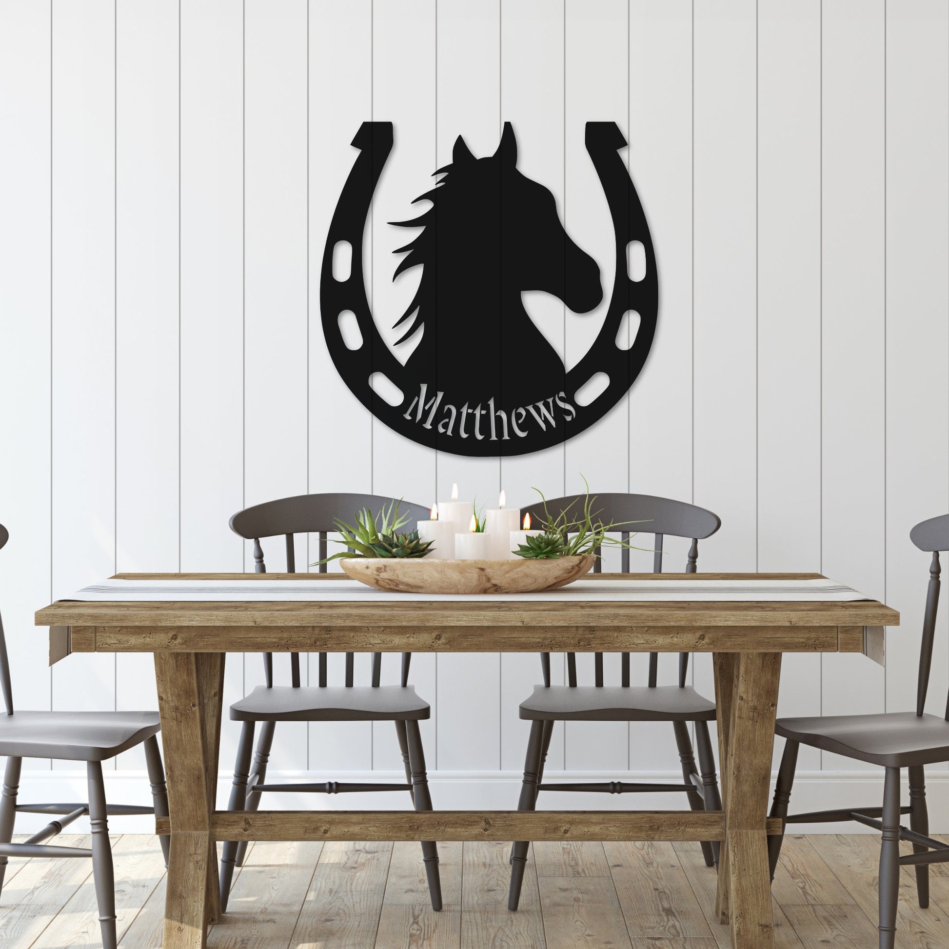 Custom Horse Metal Wall Art – Equestrian Horseshoe Decor