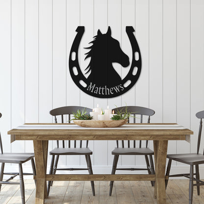 Custom Horse Metal Wall Art – Equestrian Horseshoe Decor