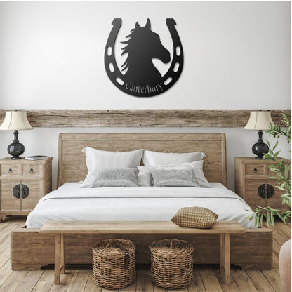 Custom Horse Metal Wall Art – Equestrian Horseshoe Decor