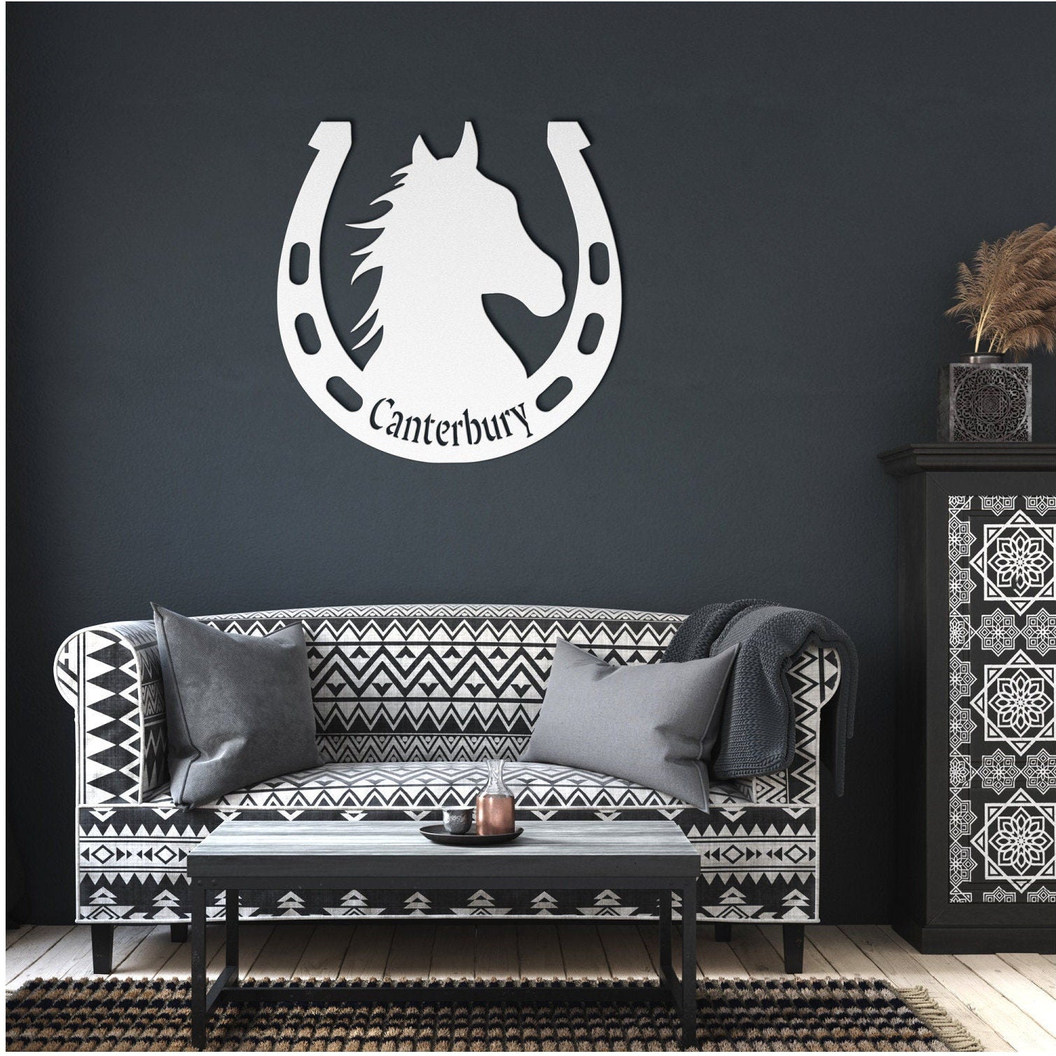 Custom Horse Metal Wall Art – Equestrian Horseshoe Decor
