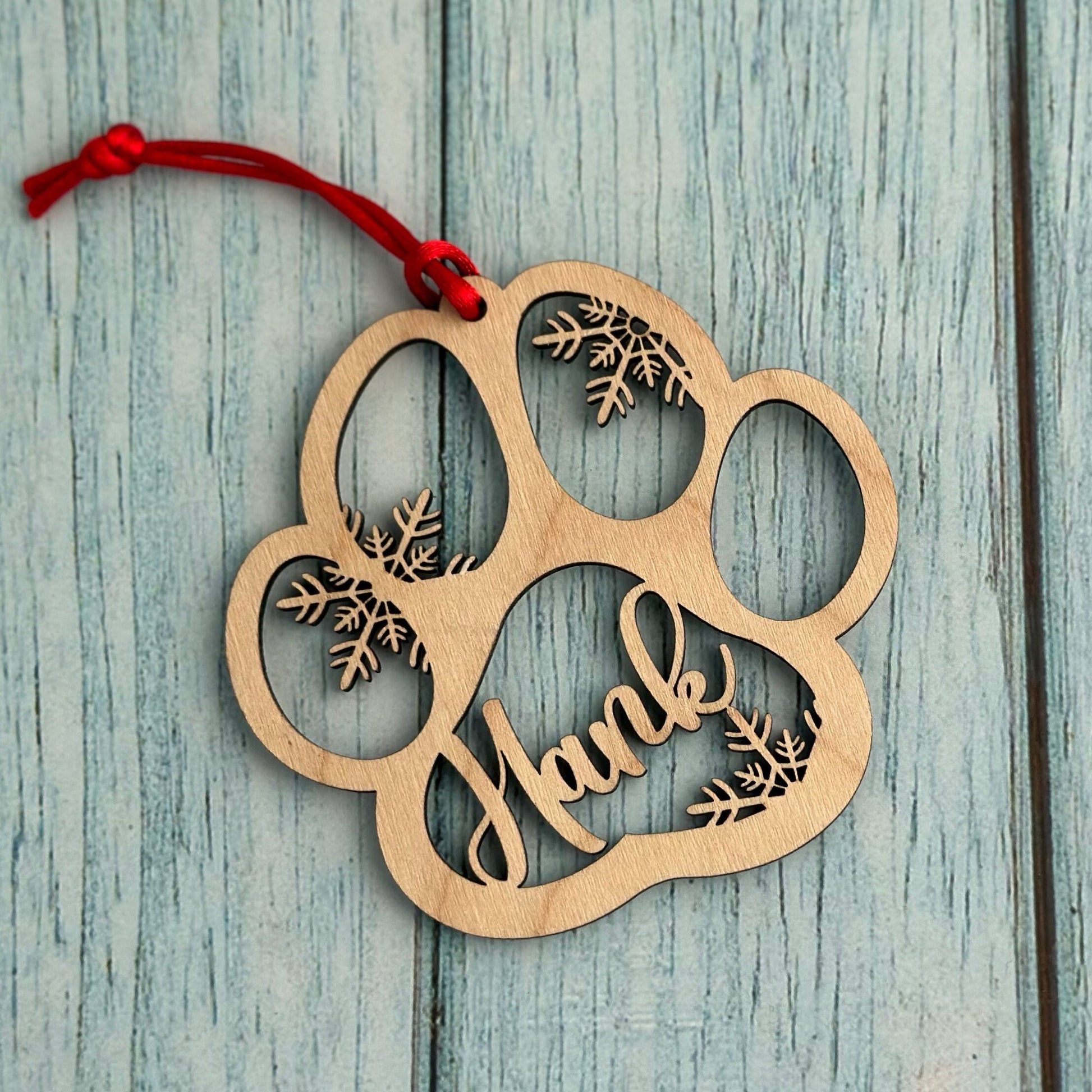 Personalized Paw Print Christmas Ornament, Pet Memorial Keepsake