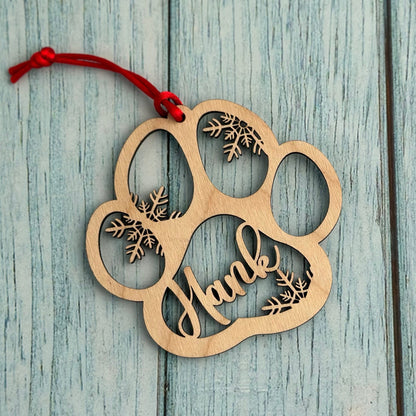 Personalized Paw Print Christmas Ornament, Pet Memorial Keepsake
