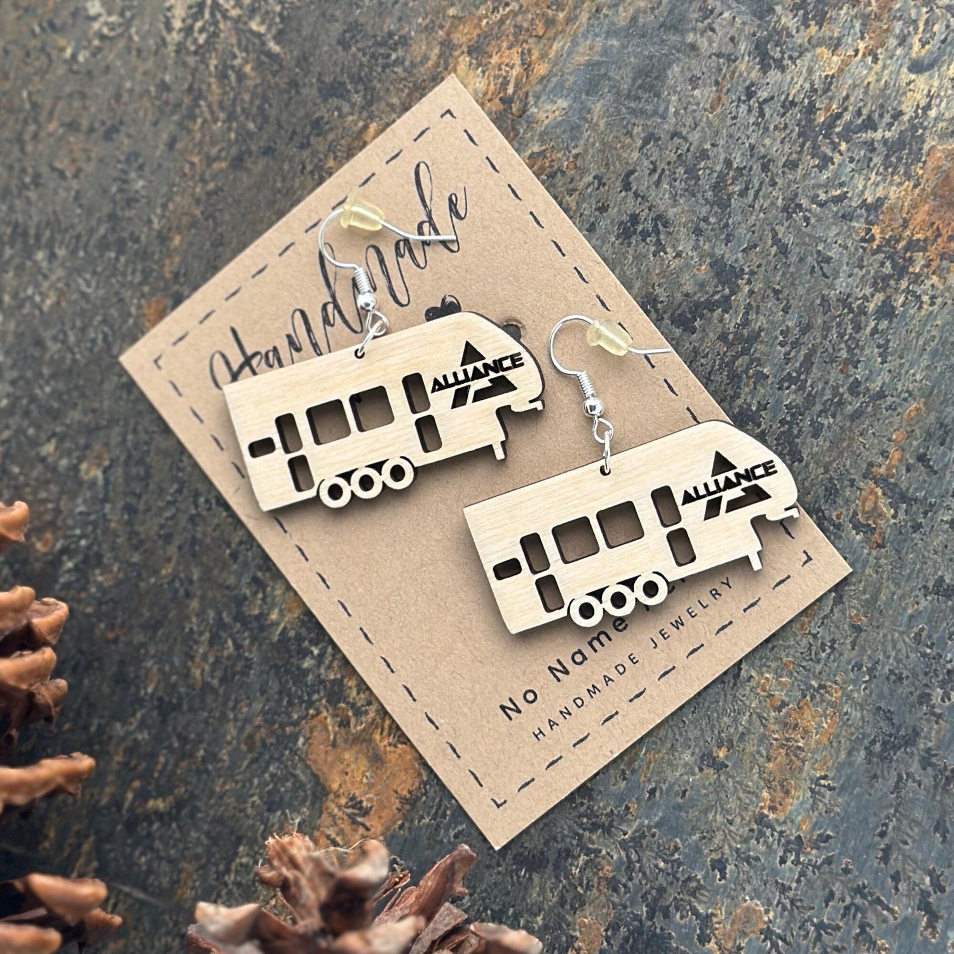 Birchwood Alliance RV Earrings – Three Axle Camper, Happy Glamper Gift