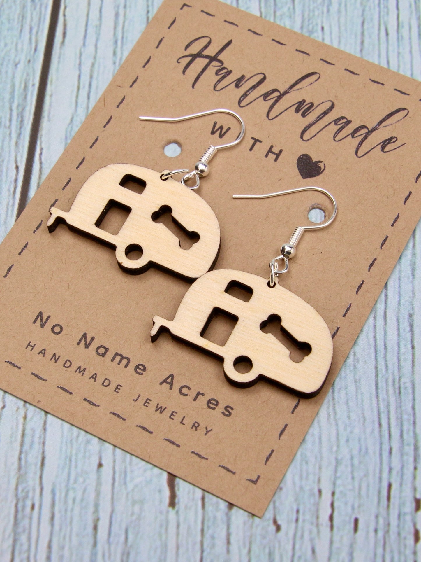 Birchwood Teardrop Trailer Earrings – Paw Print RV Camping Gift
