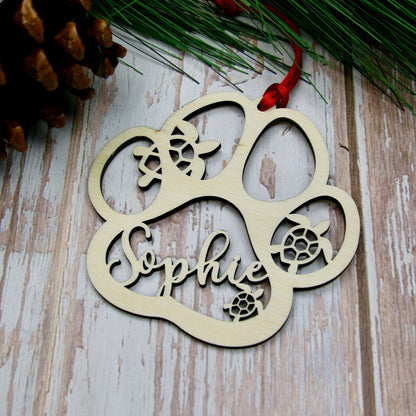 Custom Pet Paw Ornament, Turtle Design, Personalized Keepsake