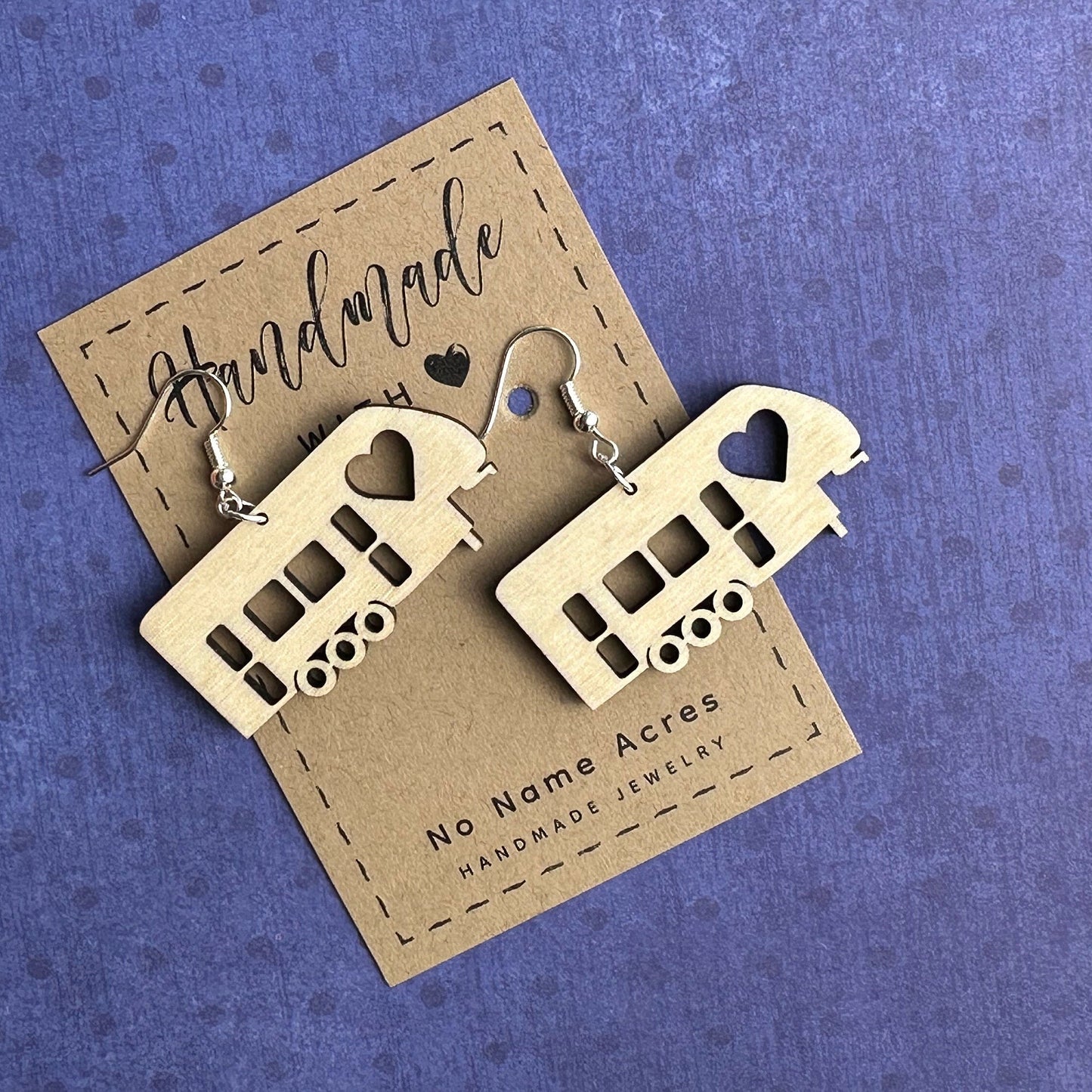 Three Axle 5th Wheel Camping Dangle Earring with Heart - RV 3 Axle Toy Hauler Fifth Wheel Earrings, Perfect Gift for Her, Happy Camper Gift