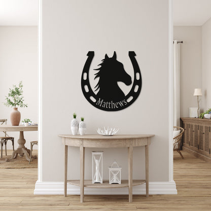 Custom Horse Metal Wall Art – Equestrian Horseshoe Decor
