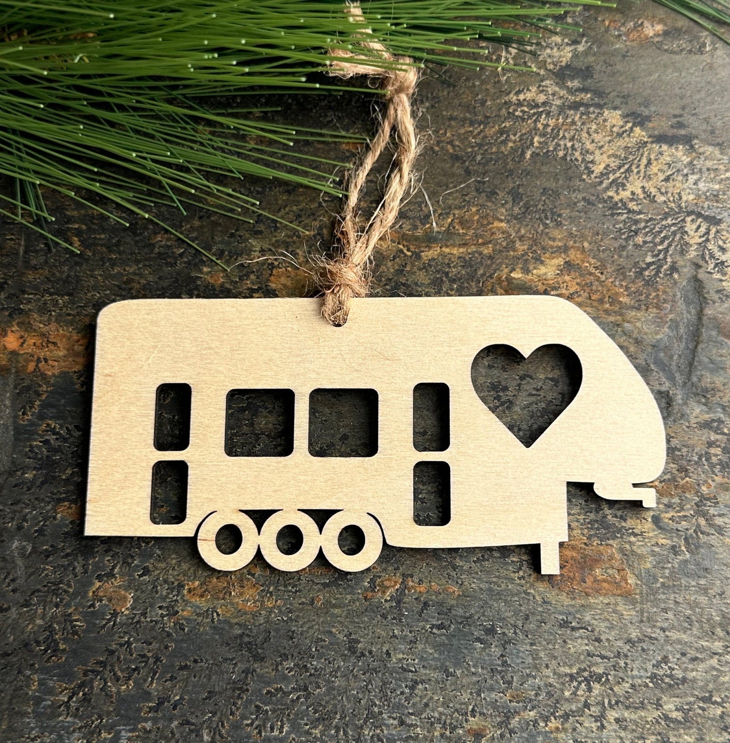 Birchwood 5th Wheel Camper Ornament, 3 Axle RV Toy Hauler
