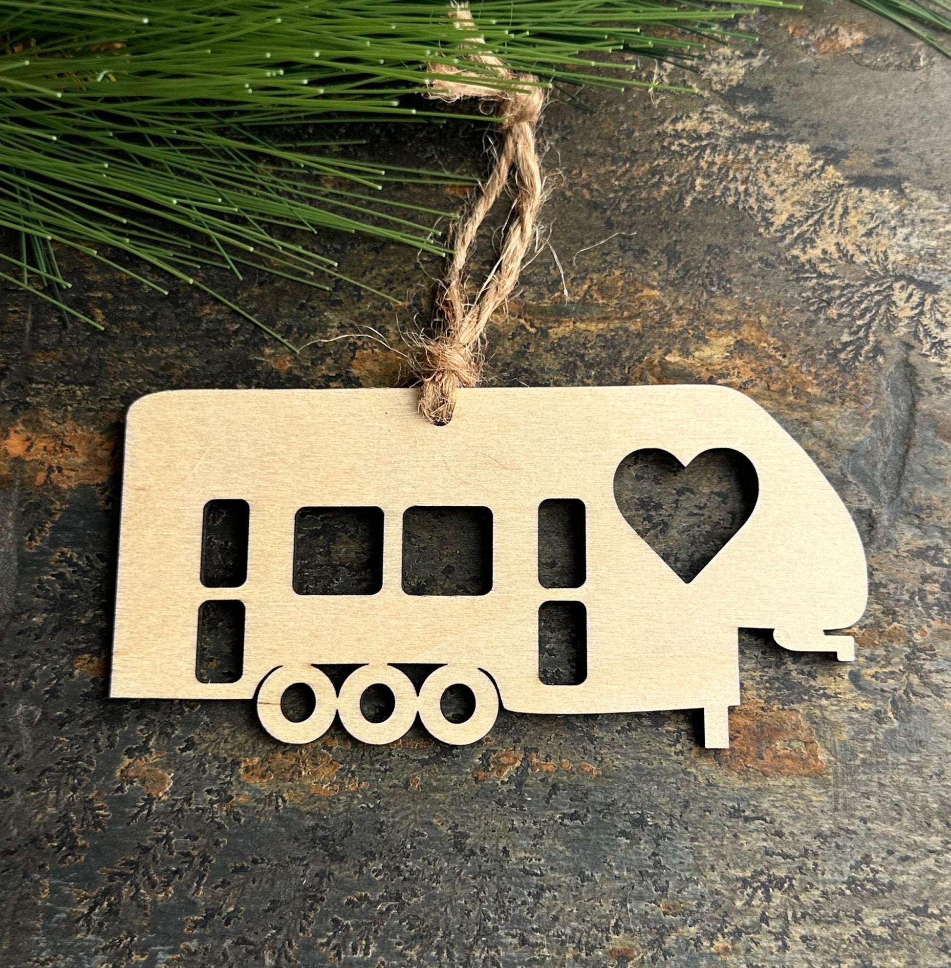 Birchwood 5th Wheel Camper Ornament, 3 Axle RV Toy Hauler