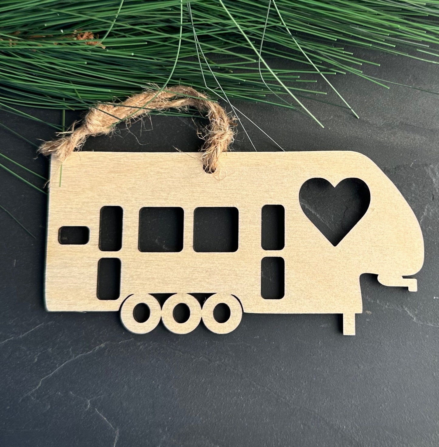 Birchwood 5th Wheel Camper Ornament, 3 Axle RV Toy Hauler