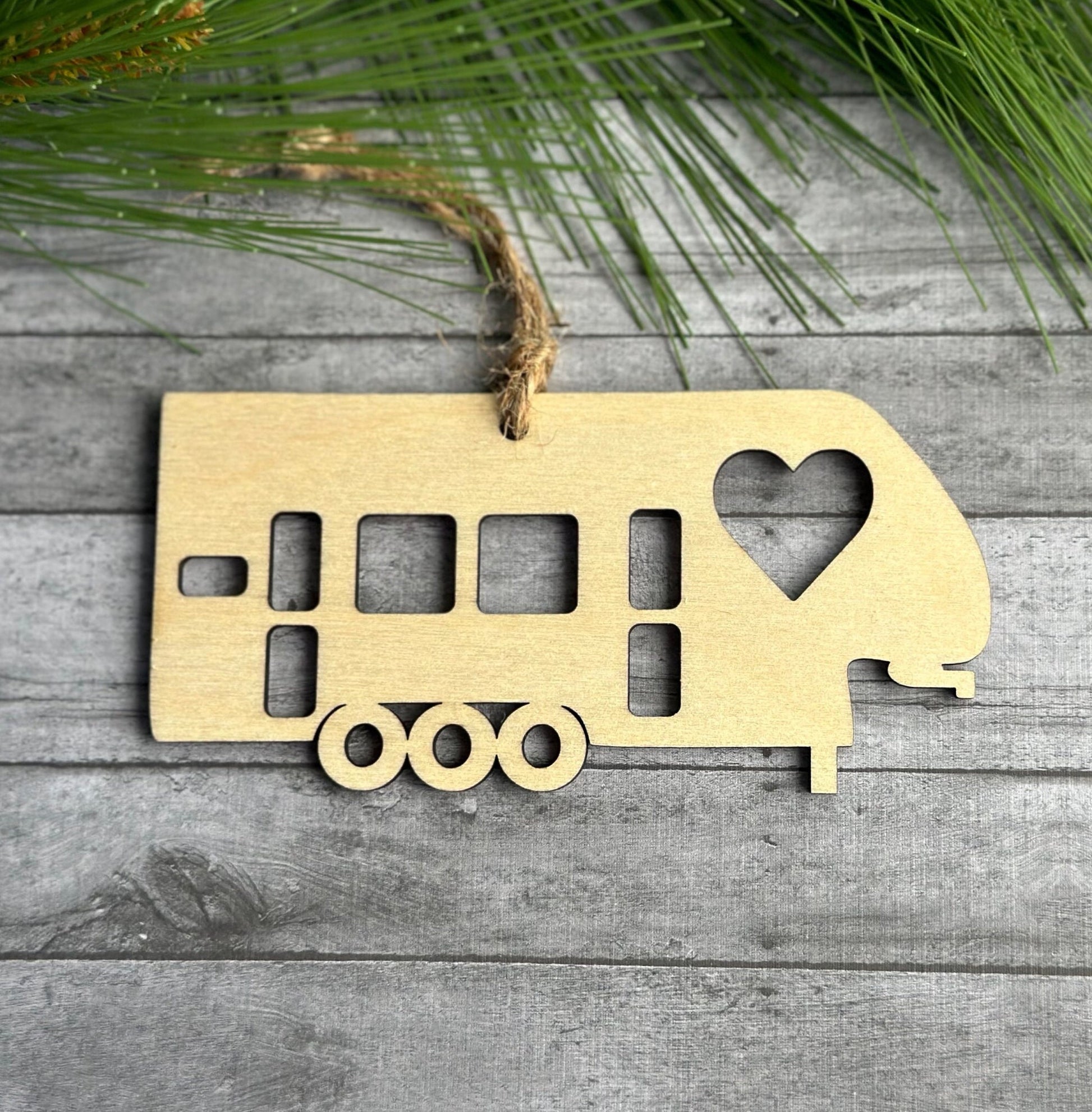 Birchwood 5th Wheel Camper Ornament, 3 Axle RV Toy Hauler