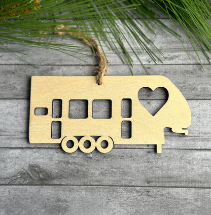 Birchwood 5th Wheel Camper Ornament, 3 Axle RV Toy Hauler